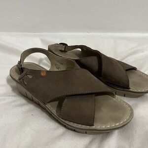 Jungle Women Sandals Size 10.5 - 11 EU 41 Brown Nubuck Leather Wedge Strappy